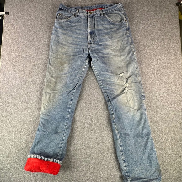 Wrangler Other - Wrangler Jeans Mens 36x30 Rugged Wear Blue Fleece Lined Insulated Distressed